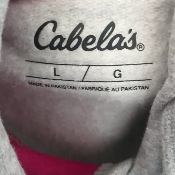 Cabela’s Women’s Heather Hoodie Pullover Gray with Hot Pink Lettering Size Large - Picture 2 of 4